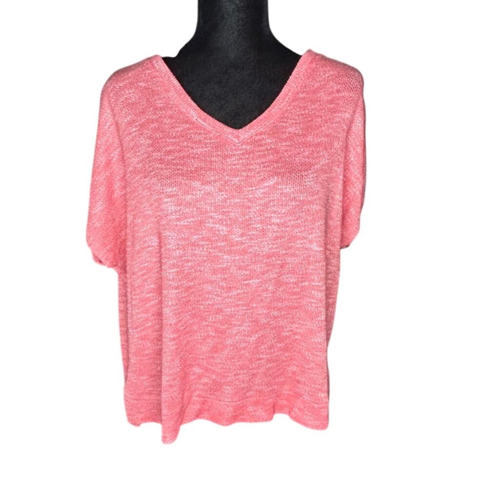 Time and Tru Women's short sleeve Orange textured top sz L 12-14
